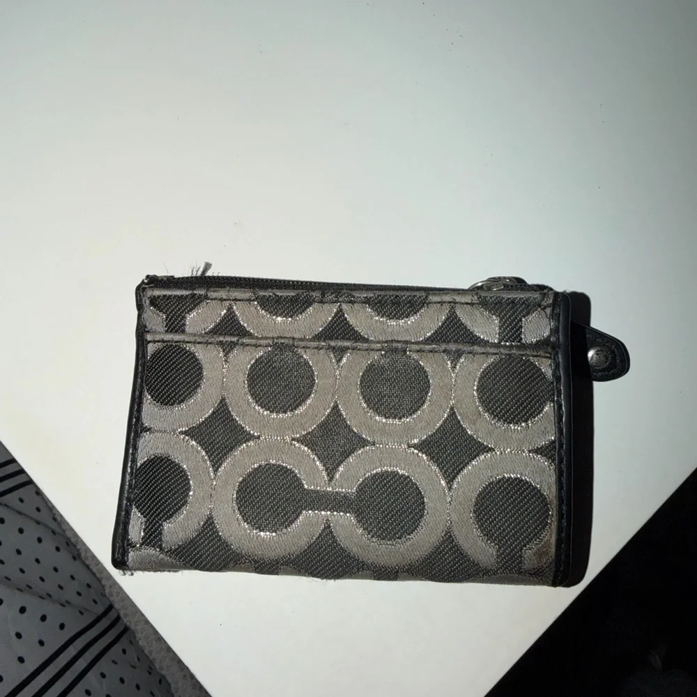 Coach Black and Gray Logo Coin Pouch